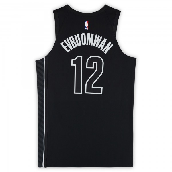 Tosan Evbuomwan Brooklyn Nets Fanatics Authentic Game-Used #12 Black Jordan Brand Statement Edition Jersey vs. Houston Rockets on February 4 & Washington Wizards on February 5, 2025 - Size 48+4
