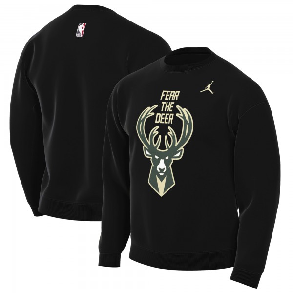 Milwaukee Bucks Jordan Brand Black Statement Edition Sweatshirt