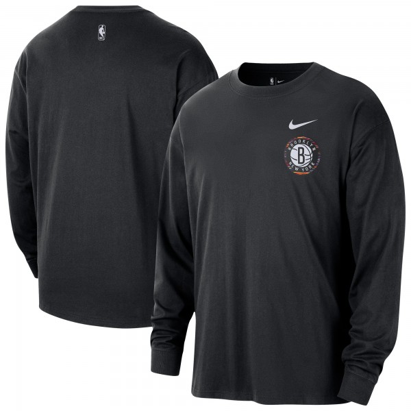 Brooklyn Nets Nike 2025/26 City Edition Remix Essential Logo Long Sleeve T-Shirt - Black