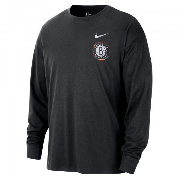 Brooklyn Nets Nike 2025/26 City Edition Remix Essential Logo Long Sleeve T-Shirt - Black