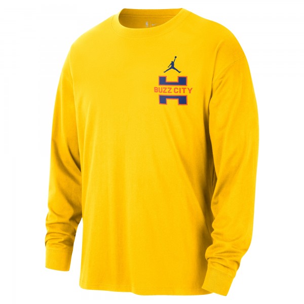 Charlotte Hornets Jordan Brand 2025/26 City Edition Remix Essential Logo Long Sleeve T-Shirt - Yellow