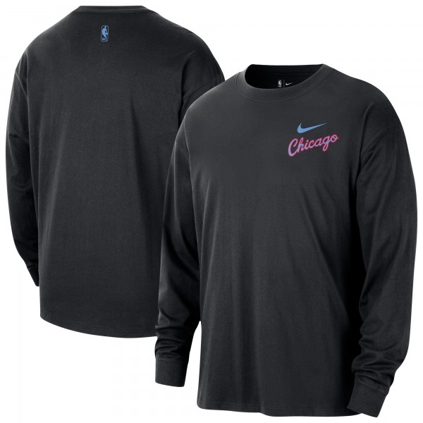 Chicago Bulls Nike 2025/26 City Edition Remix Essential Logo Long Sleeve T-Shirt - Black