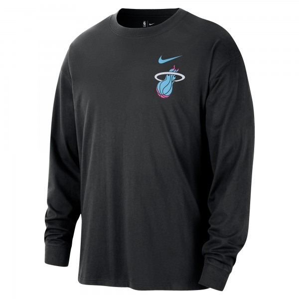Miami Heat Nike 2025/26 City Edition Remix Essential Logo Long Sleeve T-Shirt - Black