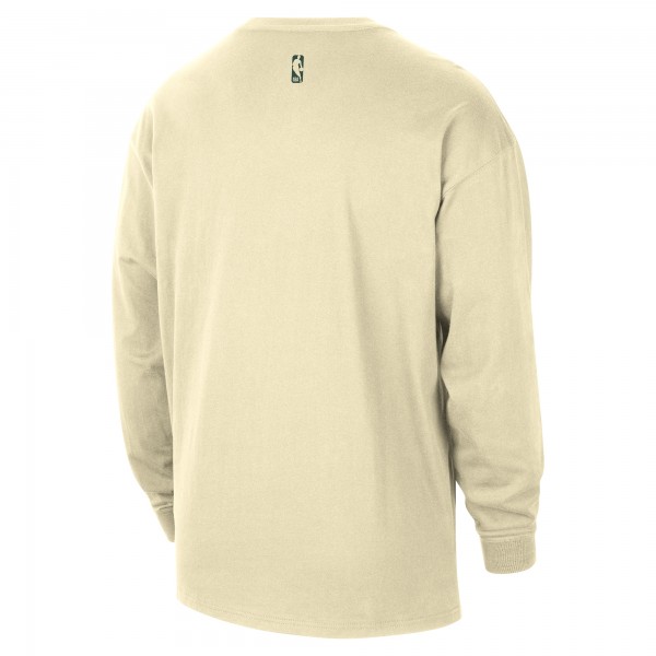 Milwaukee Bucks Nike 2025/26 City Edition Remix Essential Logo Long Sleeve T-Shirt - Cream