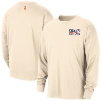New York Knicks Nike 2025/26 City Edition Remix Essential Logo Long Sleeve T-Shirt - Natural