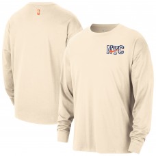 New York Knicks Nike 2025/26 City Edition Remix Essential Logo Long Sleeve T-Shirt - Natural
