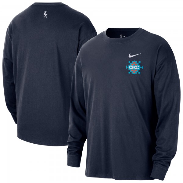 Oklahoma City Thunder Nike 2025/26 City Edition Remix Essential Logo Long Sleeve T-Shirt - Navy