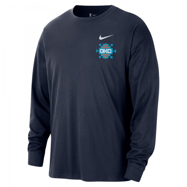 Oklahoma City Thunder Nike 2025/26 City Edition Remix Essential Logo Long Sleeve T-Shirt - Navy