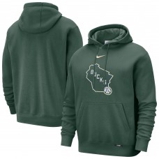 Milwaukee Bucks Nike 2025/26 City Edition Essential Logo Remix Hoodie - Hunter Green