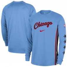 Chicago Bulls Nike 2025/26 City Edition Authentic Pregame Dri-FIT Long Sleeve Shooting T-Shirt - Blue