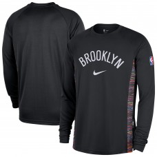 Brooklyn Nets Nike 2025/26 City Edition Authentic Pregame Dri-FIT Long Sleeve Shooting T-Shirt - Black