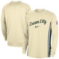 Футболка с длинным рукавом Milwaukee Bucks Nike 2025/26 City Edition Authentic Pregame Dri-FITShooting - Cream