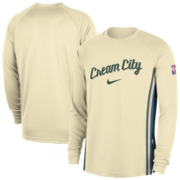 Футболка с длинным рукавом Milwaukee Bucks Nike 2025/26 City Edition Authentic Pregame Dri-FITShooting - Cream