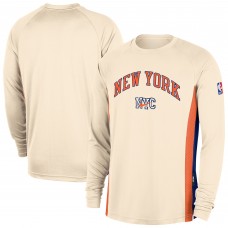 New York Knicks Nike 2025/26 City Edition Authentic Pregame Dri-FIT Long Sleeve Shooting T-Shirt - Natural
