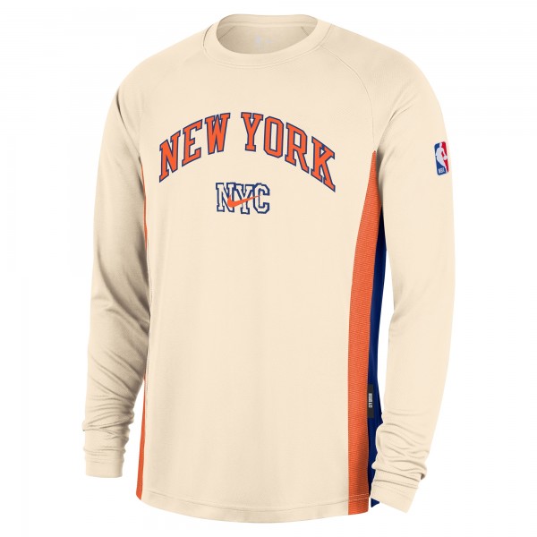 Футболка с длинным рукавом New York Knicks Nike 2025/26 City Edition Authentic Pregame Dri-FITShooting - Natural