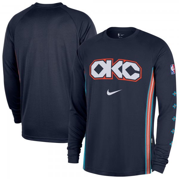 Футболка с длинным рукавом Oklahoma City Thunder Nike 2025/26 City Edition Authentic Pregame Dri-FITShooting - Navy