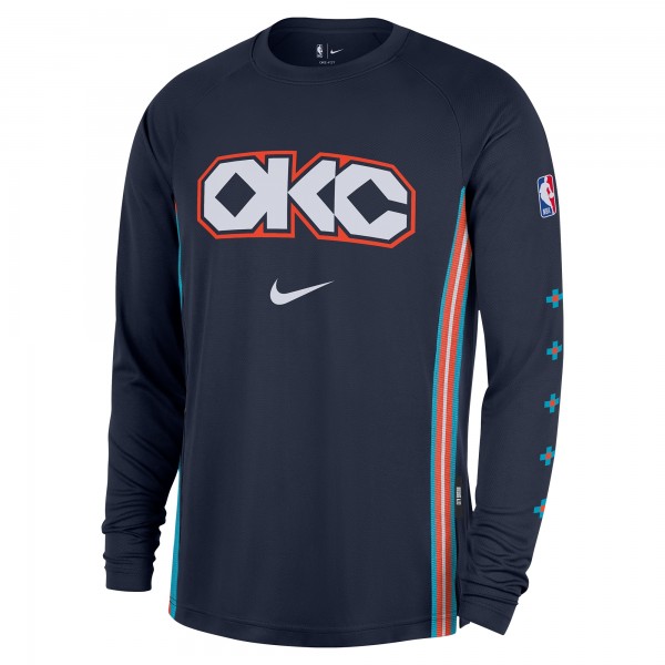 Футболка с длинным рукавом Oklahoma City Thunder Nike 2025/26 City Edition Authentic Pregame Dri-FITShooting - Navy