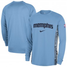 Memphis Grizzlies Nike 2025/26 City Edition Authentic Pregame Dri-FIT Long Sleeve Shooting T-Shirt - Light Blue