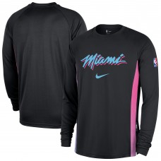 Miami Heat Nike 2025/26 City Edition Authentic Pregame Dri-FIT Long Sleeve Shooting T-Shirt - Black