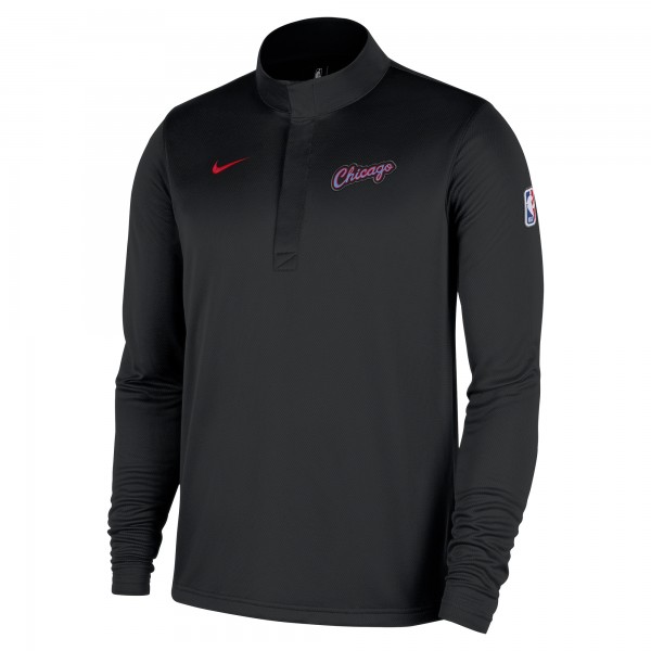 Chicago Bulls Nike 2025/26 City Edition Remix Authentic Coaches Dri-FIT Half-Zip Top - Black