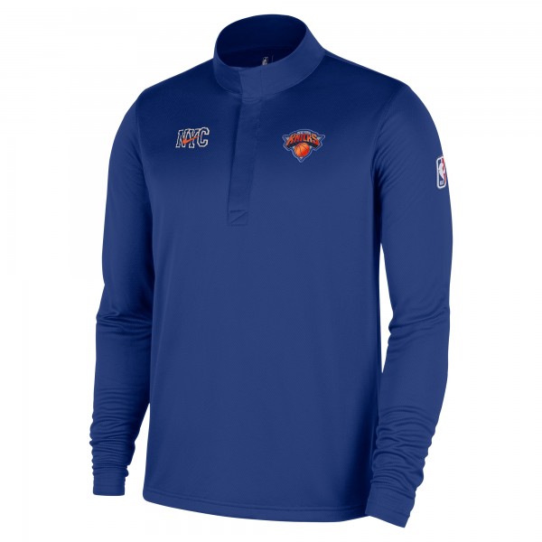 New York Knicks Nike 2025/26 City Edition Remix Authentic Coaches Dri-FIT Half-Zip Top - Blue