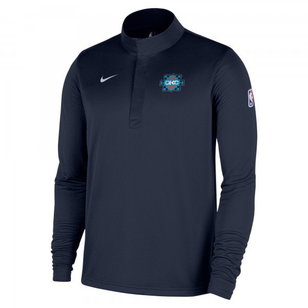 Oklahoma City Thunder Nike 2025/26 City Edition Remix Authentic Coaches Dri-FIT Half-Zip Top - Navy