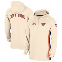 New York Knicks Nike Natural 2025/26 City Edition Remix Authentic On-Court Quarter-Zip Dri-FIT Hooded Jacket