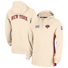 New York Knicks Nike Natural 2025/26 City Edition Remix Authentic On-Court Quarter-Zip Dri-FIT Hooded Jacket