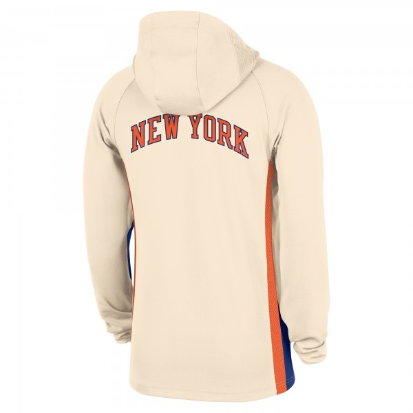 New York Knicks Nike Natural 2025/26 City Edition Remix Authentic On-Court Quarter-Zip Dri-FIT Hooded Jacket