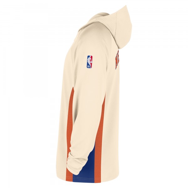 New York Knicks Nike Natural 2025/26 City Edition Remix Authentic On-Court Quarter-Zip Dri-FIT Hooded Jacket