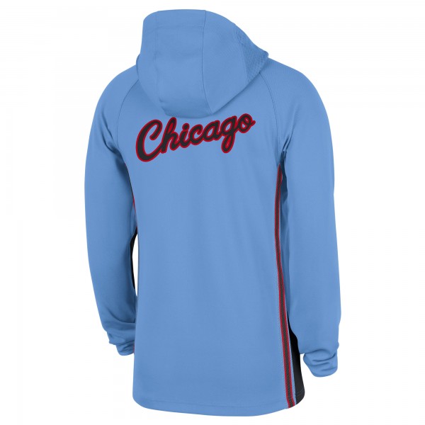 Chicago Bulls Nike Light Blue 2025/26 City Edition Remix Authentic On-Court Quarter-Zip Dri-FIT Hooded Jacket