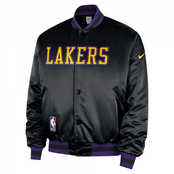 Los Angeles Lakers Nike 2025/26 City Edition Remix Courtside Full-Snap Bomber Jacket - Black