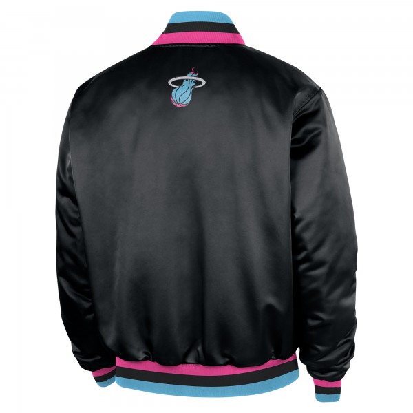 Miami Heat Nike 2025/26 City Edition Remix Courtside Full-Snap Bomber Jacket - Black