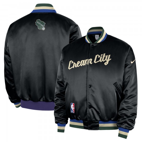 Бомбер Milwaukee Bucks Nike 2025/26 City Edition Remix Courtside - Black