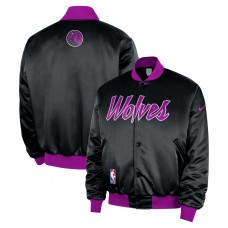 Minnesota Timberwolves Nike 2025/26 City Edition Remix Courtside Full-Snap Bomber Jacket - Black