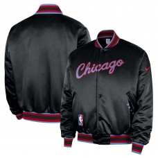 Chicago Bulls Nike 2025/26 City Edition Remix Courtside Full-Snap Bomber Jacket - Black