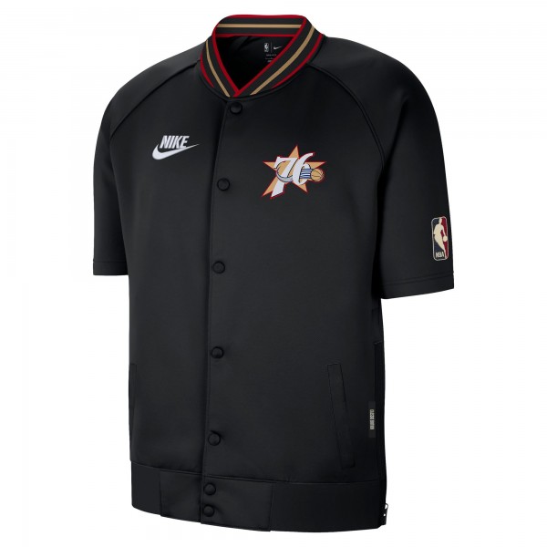 Футболка на кнопках Philadelphia 76ers Nike Black Classic Edition Hardwood Classics Authentic On-Court Game