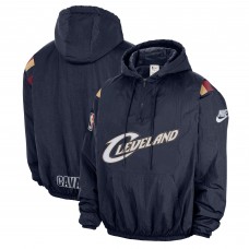Cleveland Cavaliers Nike Navy Hardwood Classics Therma-FIT Half-Zip Hooded Windbreaker