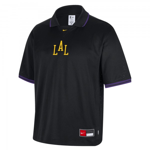 Los Angeles Lakers Nike 2025/26 City Edition Remix Courtside Air Half-Sleeve Polo - Black