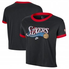 Футболка Женская Philadelphia 76ers Nike Black Classic Edition HardЖенская od Classics Essential Vintage Ringer