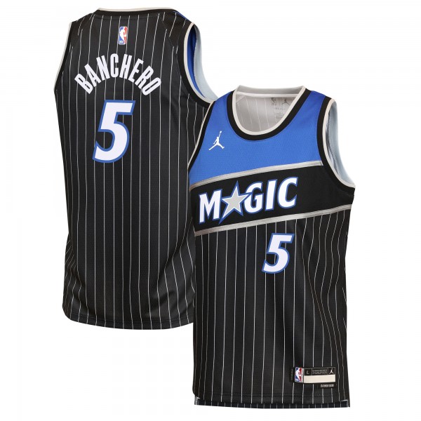 Игровая джерси Подростковая Orlando Magic Paolo Banchero Jordan Brand Black Swingman - Statement Edition