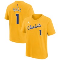 Подростковая Charlotte Hornets LaMelo Ball Nike Yellow 2025/26 City Edition Name & Number T-Shirt