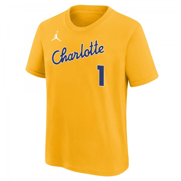 Подростковая Charlotte Hornets LaMelo Ball Nike Yellow 2025/26 City Edition Name & Number T-Shirt