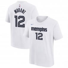 Подростковая Memphis Grizzlies Ja Morant Nike White 2025/26 City Edition Name & Number T-Shirt