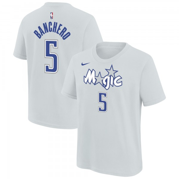 Подростковая Orlando Magic Paolo Banchero Nike Silver 2025/26 City Edition Name & Number T-Shirt