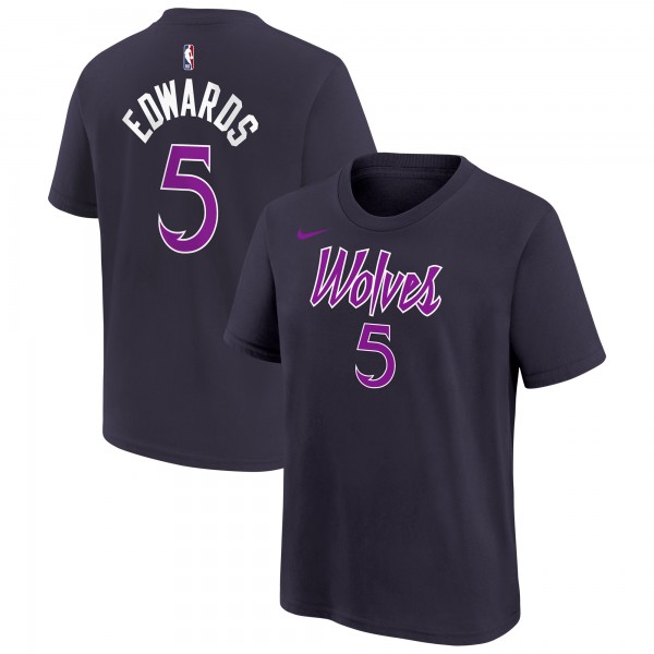 Подростковая Minnesota Timberwolves Anthony Edwards Nike Purple 2025/26 City Edition Name & Number T-Shirt