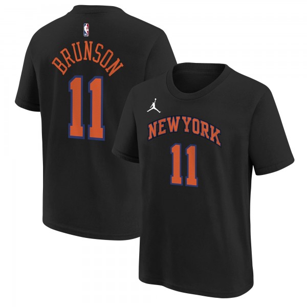 Подростковая New York Knicks Jalen Brunson Jordan Brand Black Name & Number T-Shirt - Statement Edition