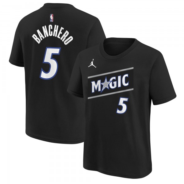 Футболка Подростковая Orlando Magic Paolo Banchero Jordan Brand Black Name & Number - Statement Edition