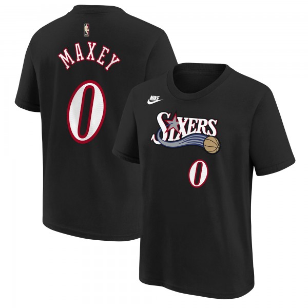 Футболка Подростковая Philadelphia 76ers Tyrese Maxey Nike Black Name & Number - Classic Edition