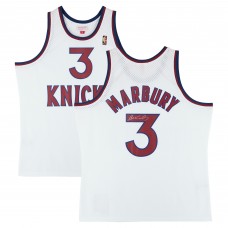 Stephon Marbury New York Knicks Autographed Fanatics Authentic Mitchell & Ness 2004-05 White Alternative Swingman Jersey